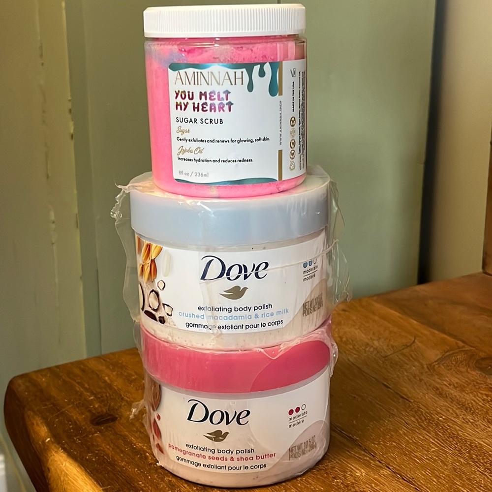 3 Body Scrubs- Dove & Aminnah You Melt My Heart